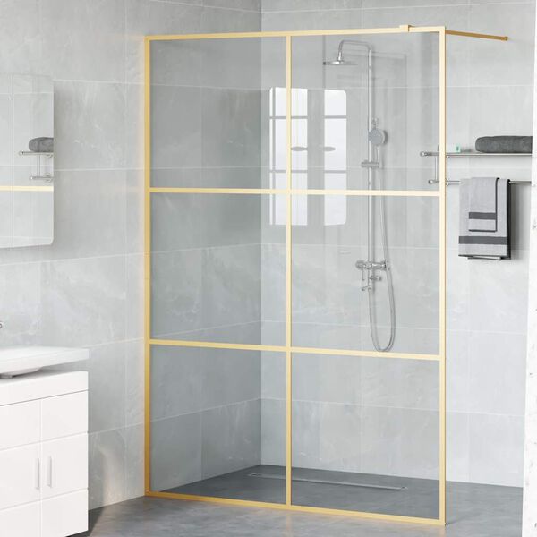 vidaXL Walk-in Duschwand Gold 140 x 195 cm Geh&auml;rtetes Glas