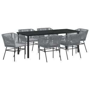 vidaXL Garten Essgruppe 7 stk. Grau Pulverbeschichteter Stahl