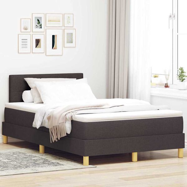 vidaXL Boxspringbett mit Matratze Dunkelbraun 120 x 190 cm Stoff