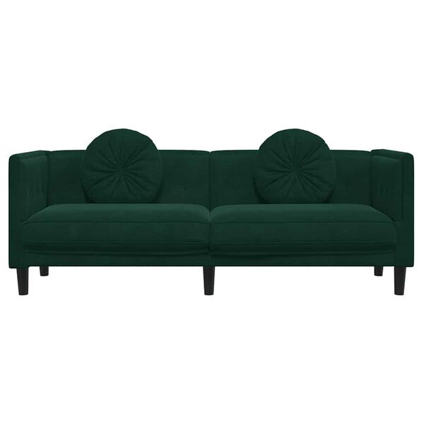 vidaXL Sofa mit Kissen 3-Sitzer Dunkelgr&uuml;n Samt