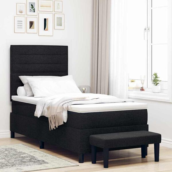 vidaXL Boxspringbett mit Kopfteil Schwarz 100 x 200 cm Stoff