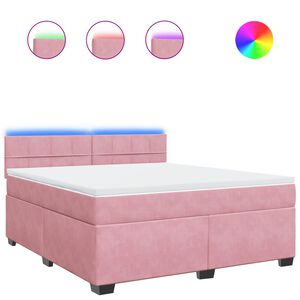 vidaXL Boxspringbett mit Matratze Rosa 180x200 cm Samt