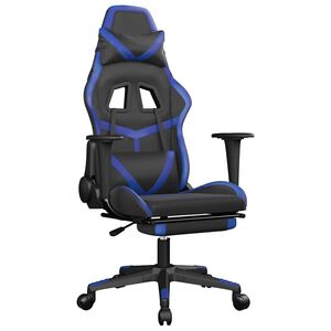 vidaXL Gaming-Stuhl mit Massage & Fu&szlig;st&uuml;tze Schwarz & Blau Kunstleder