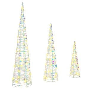 vidaXL Weihnachtsbaum 3 Stk. Warmwei&szlig; 20 x 20 x 80 cm PET 90 LEDs