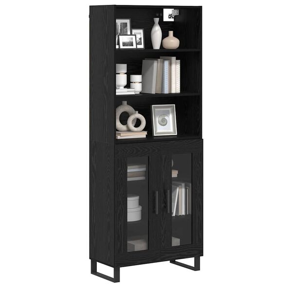 vidaXL Highboard Schwarz Eichen-Optik 69,5 x 34 x 180 cm Holzwerkstoff