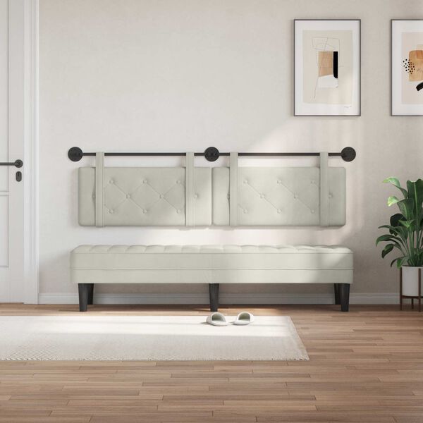 vidaXL H&auml;ngevorderseite Wandmontiert Creme 170 x 55 x 5 cm Samt