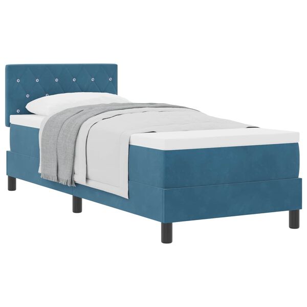 vidaXL Boxspringbett mit Matratze Dunkelblau 80 x 200 cm Samt