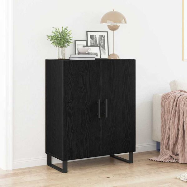 vidaXL Sideboard Schwarz Eichen-Optik 69,5 x 34 x 90 cm Holzwerkstoff