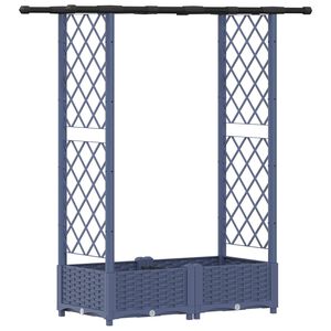 vidaXL Hochbeet mit Rankgitter und Dach Grau 122,5 x 40 x 121 cm PP