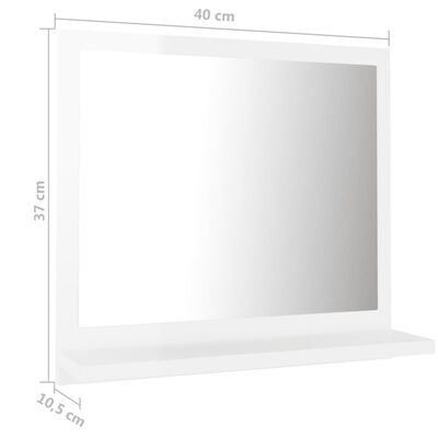 vidaXL Badspiegel Hochglanz-Weiß 40x10,5x37 cm Holzwerkstoff