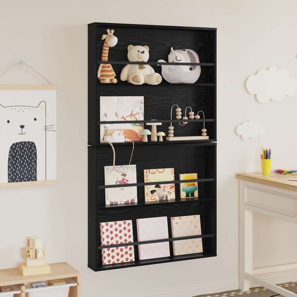 vidaXL Magazinregal 2 pcs Schwarz Eichen-Optik 80 x 12 x 70 cm