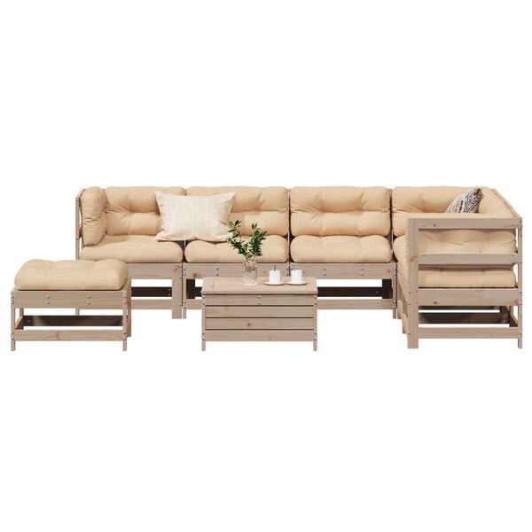 vidaXL 8-tlg. Garten-Lounge-Set mit Kissen Massivholz Kiefer
