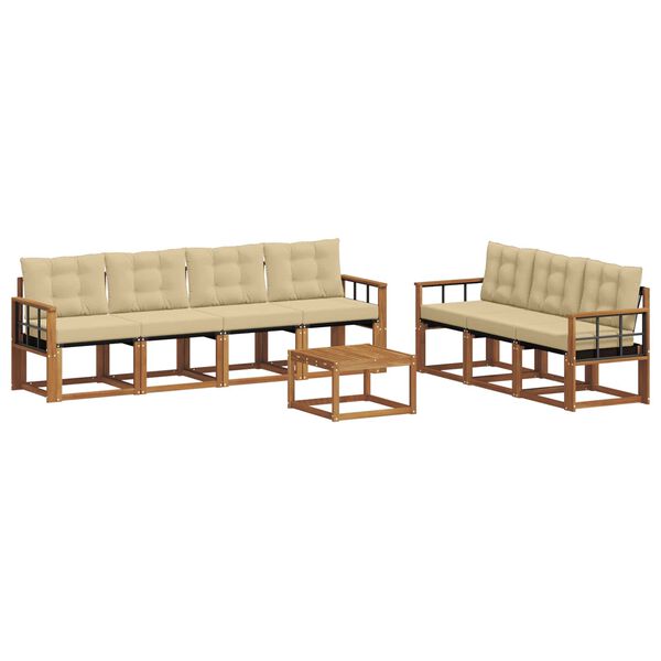 vidaXL Outdoor-Sofagarnitur mit Kissen 8 pcs Natur und Beige