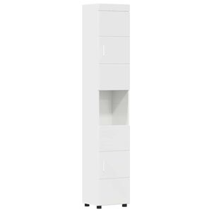 vidaXL Badezimmerschrank-Set TULUM Hochglanz Wei&szlig; 37 x 31,5 x 203 cm