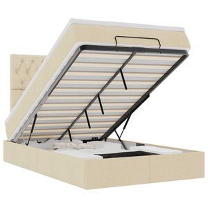 vidaXL Ottoman-Bett mit Matratze Creme 120x190 cm Stoff