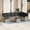 vidaXL Garten-Sofa-Set mit Kissen 9 pcs Hellgrau Poly Rattan