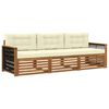vidaXL Outdoor-Sofagarnitur mit Kissen 3 pcs Natur und Creme