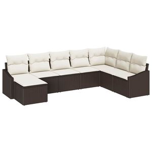 vidaXL Sofa Set mit Kissen 8 pcs Braun Poly-Rattan