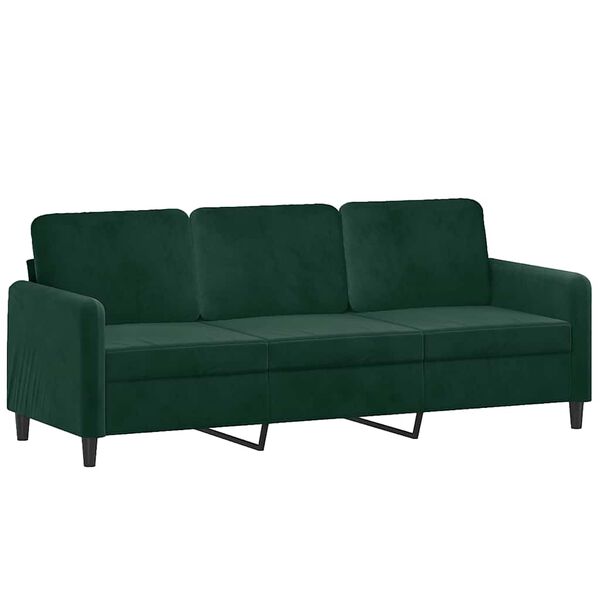vidaXL 3-Sitzer-Sofa mit Zierkissen Dunkelgr&uuml;n 180 cm Samt