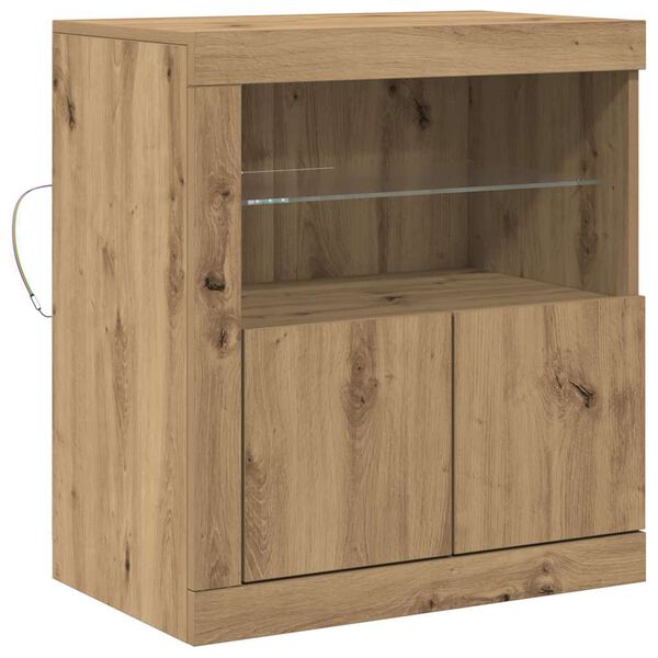 vidaXL LED-Sideboard Braun 60,5 x 37 x 67 cm Holzwerkstoff