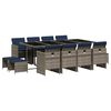 vidaXL 13-teiliges Garten-Ess-Set mit Kissen, grau, Polyrattan