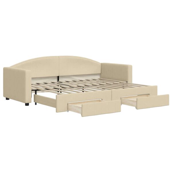 vidaXL Tagesbett Ausziehbar mit Schubladen Creme 80x200 cm Stoff