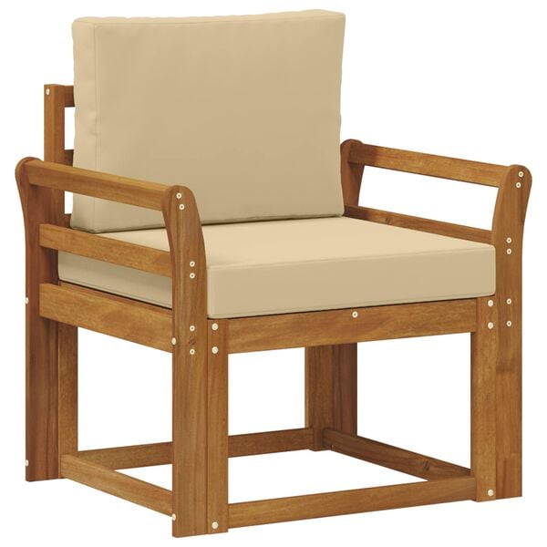 vidaXL Outdoor-Sofa Massives Akazienholz und Polyester Natur