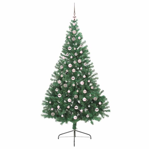 vidaXL K&uuml;nstlicher vorbeleuchteter Weihnachtsbaum Gr&uuml;n 240 cm PVC