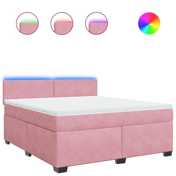 vidaXL Boxspringbett mit Matratze Rosa 180x200 cm Samt