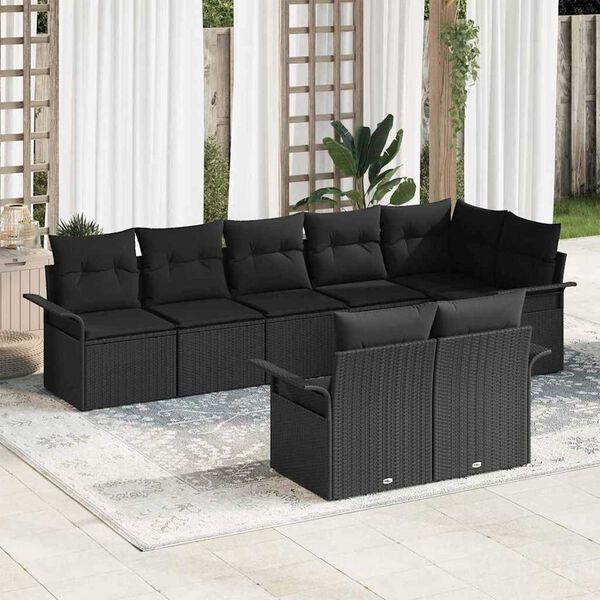 vidaXL Gartensofa-set mit Speicher 8 pcs Schwarz Poly-Rattan