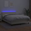 vidaXL Boxspringbett mit Matratze & LED Creme 140x190 cm Kunstleder