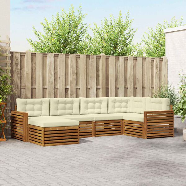 vidaXL Outdoor-Sofagarnitur mit Kissen 6 pcs Natur und Creme