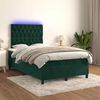 vidaXL Boxspringbett mit Matratze & LED Dunkelgr&uuml;n 120x190 cm Samt