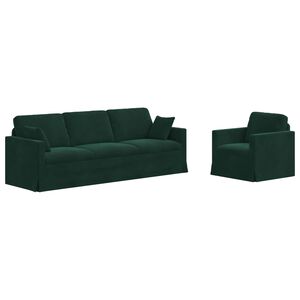 vidaXL Sofa Set 2 stk. Dunkelgr&uuml;n Samt