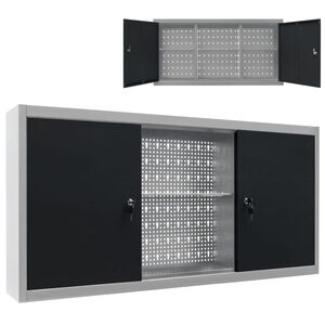 vidaXL Wand-Werkzeugschrank Industrie-Stil Metall Grau und Schwarz