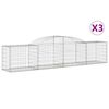 vidaXL Gabionen mit Hochbogen 3 Stk. 300x50x60/80 cm Verzinktes Eisen