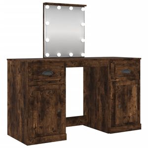 vidaXL Schminktisch mit LED-Leuchten R&auml;uchereiche 130x50x132,5 cm