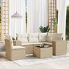 vidaXL 6-tlg. Garten-Sofagarnitur mit Kissen Beige Poly Rattan