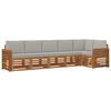 vidaXL Ecksofa Set 6 pcs Nat&uuml;rlich und Hellgrau Massivholz Akazie