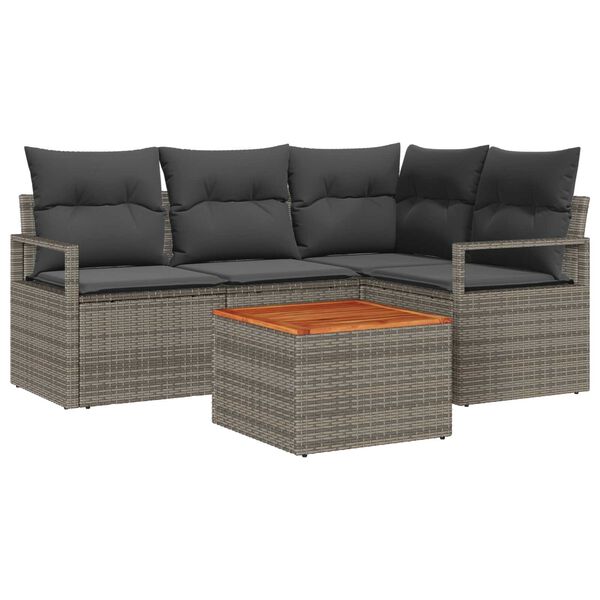 vidaXL Gartensofa-set mit Speicher 5 pcs Grau Poly-Rattan