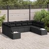 vidaXL Gartensofa-set mit Kissen 9 pcs Schwarz Polyrattan