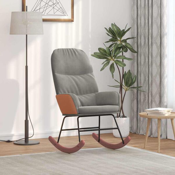 vidaXL Schaukelstuhl Hellgrau Samt