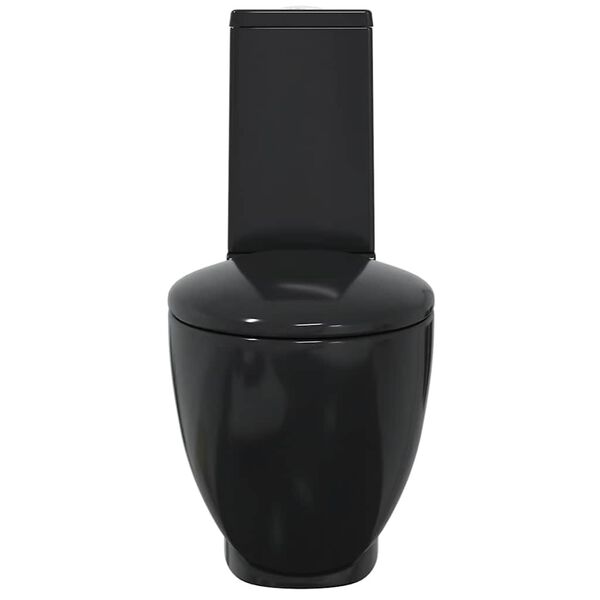 vidaXL WC Keramik-Toilette Badezimmer Rund Senkrechter Abgang Schwarz