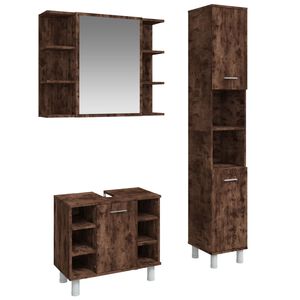 vidaXL 3-tlg. Badm&ouml;bel-Set R&auml;uchereiche Holzwerkstoff
