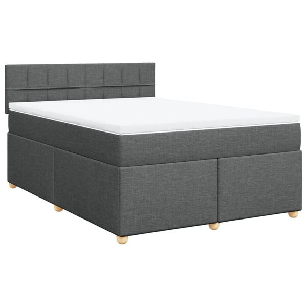 vidaXL Boxspringbett mit Matratze Dunkelgrau 160x200 cm Stoff