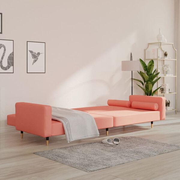 vidaXL Schlafsofa 2-Sitzer mit 2 Kissen Rosa Samt