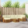vidaXL Ecksofa Set mit Kissen 8 pcs Natur und Creme Massivholz Akazie