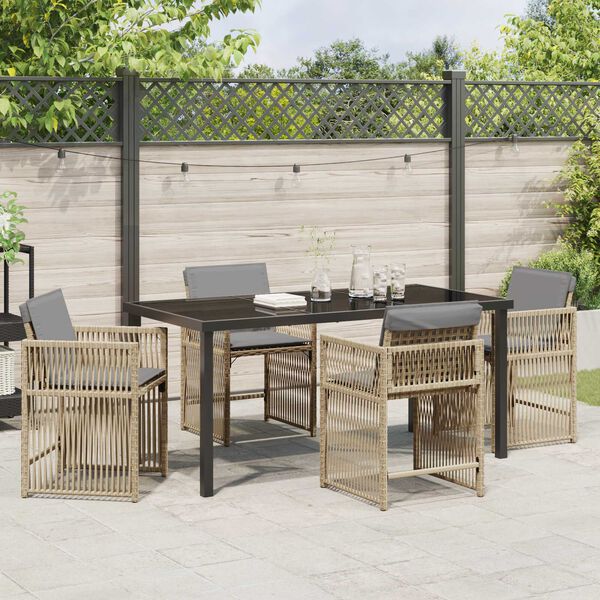 vidaXL Garten Essgruppe 5 pcs Beige Poly-Rattan