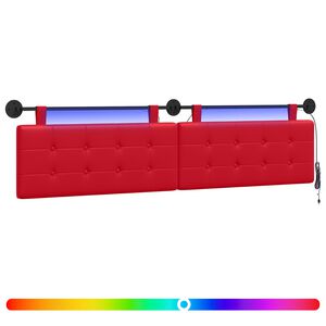 vidaXL H&auml;ngendes Kopfteil Mit LED Licht Rot Kunstleder