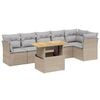 vidaXL 7-tlg. Garten-Sofagarnitur mit Kissen Beige Poly Rattan